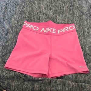 Nike Pro Bright Pink Shorts with White Logo